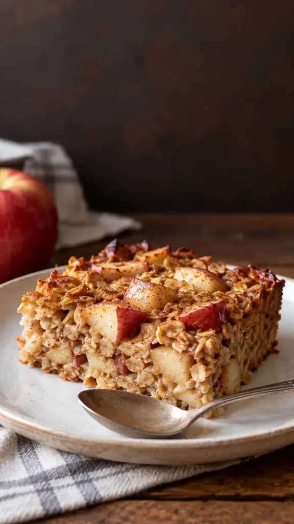Apple cinnamon baked oatmeal breakfast square