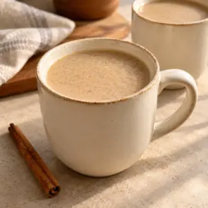 Atole de pinole with milk and cinnamon