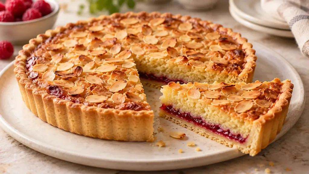 bakewell tart served with its finished texture