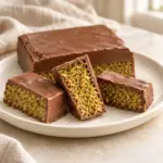 Dubai chocolate bar pieces with a milk-chocolate shell and pistachio-kataifi filling.