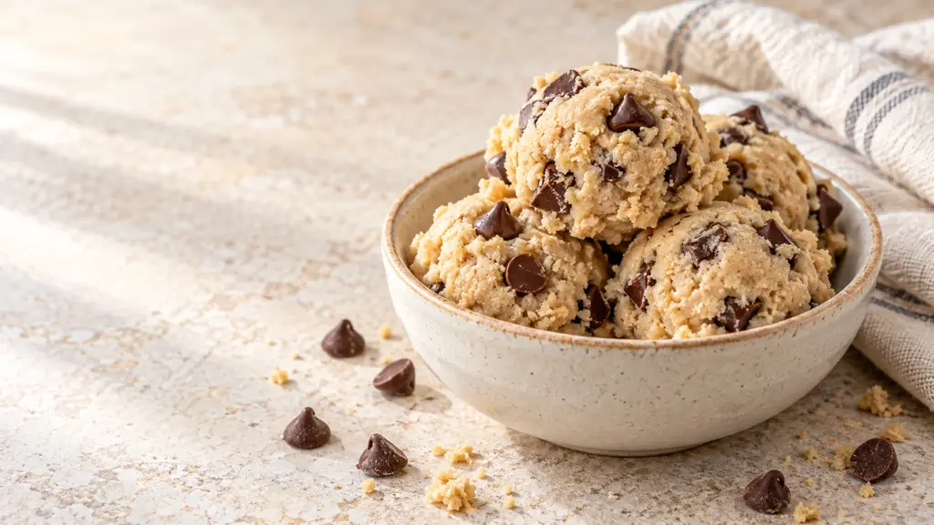 How to make edible cookie dough: chocolate chip almond flour dough scoops