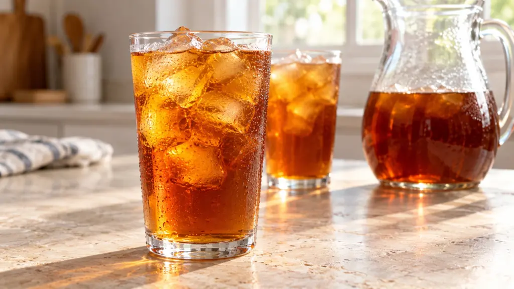 How to make iced tea served in a glass pitcher and glasses