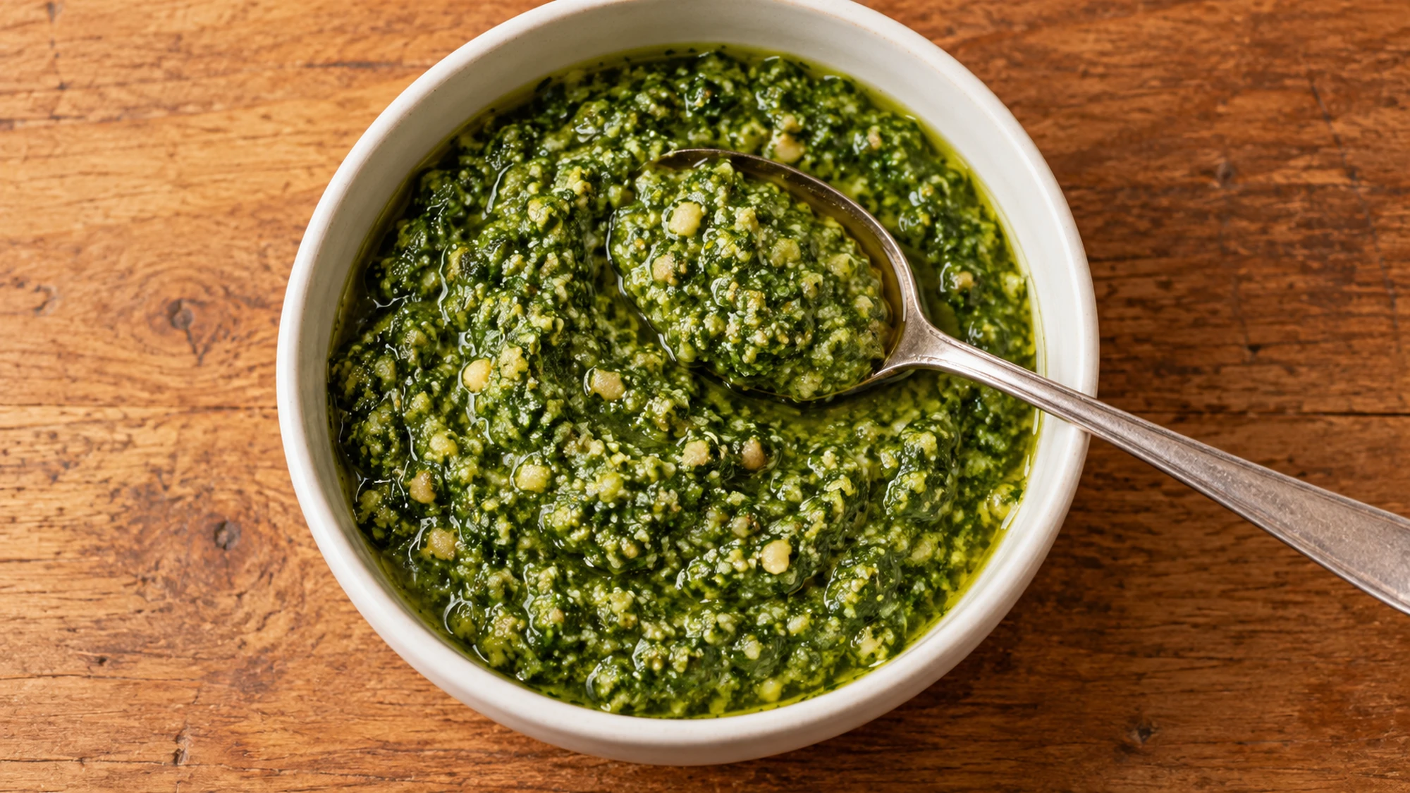 How to make pesto with a spoonable, lightly textured finish
